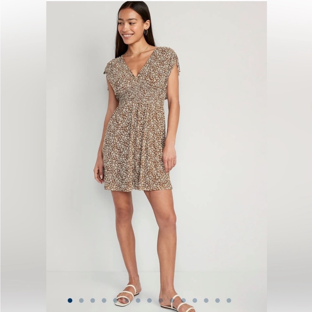 OLD NAVY Waist-Defined Sleeveless Tie-Shoulder Smocked Mesh Mini Dress New w/tag